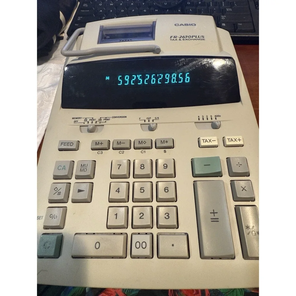Casio Vintage FR-2650 Plus Tax & Exchange Desktop Printing Calculator
